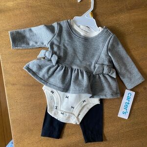 NWT Carter's Gray and Cream Baby Outfit Set